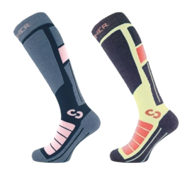 Skisokken Sinner Women Pro Socks Pink Yellow Double Pack