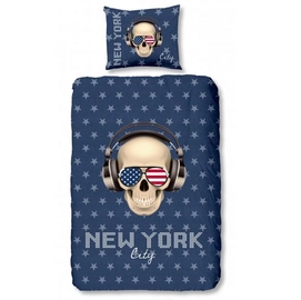 Dekbedovertrek Good Morning New York Skull Blauw Katoen