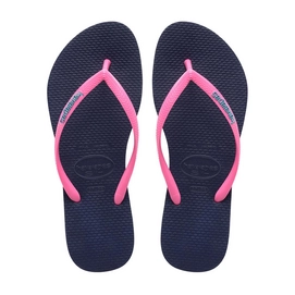 Slipper Dames Havaianas Slim Logo Navy Blue Pink