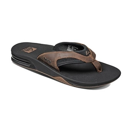 Slipper Reef Leather Fanning Black Brown