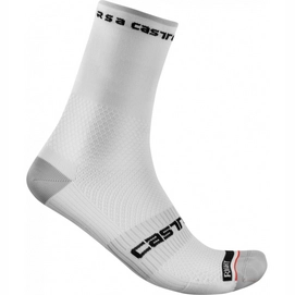 Chaussettes de Cyclisme Castelli Rosso Corsa Pro 15 Sock White-Pointure 36 - 39
