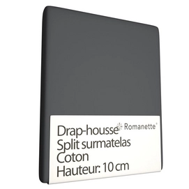 Drap-housse Split Surmatelas Romanette Anthracite (Coton)-160 x 200 cm