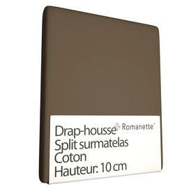 Drap-housse Split Surmatelas Romanette Taupe (Coton)-160 x 200 cm