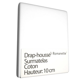 Drap-housse Surmatelas Romanette Blanc Coton-100 x 200 cm