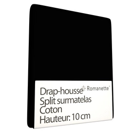 Drap-housse Split Surmatelas Romanette Noir (Coton)-180 x 200 cm