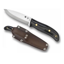 Hunting Knife Spyderco Bushcraft PE + Leather Holster
