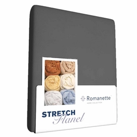 Drap-housse Romanette Anthracite (Flanelle Stretch)-Lits Simples (80/90 x 200/210/220 cm)
