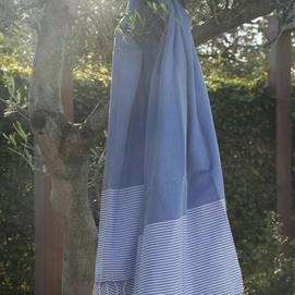 Fouta Call it Streifen Honeycumb Azurblau
