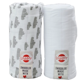 Multidoek Lodger Swaddler Hydrofiel Grey White (2-delig)