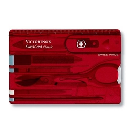 SwissCard 10 Functies Transparant Rood Victorinox