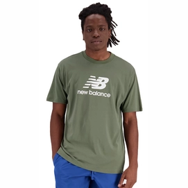 T-Shirt New Balance Homme Essentials Stacked Logo Cotton Deep Olive Green-S