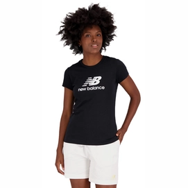 T-Shirt New Balance Women Essentials Stacked Logo Cotton Athletic Black