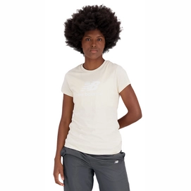 T-Shirt New Balance Women Essentials Stacked Logo Cotton Athletic Team Cream-S
