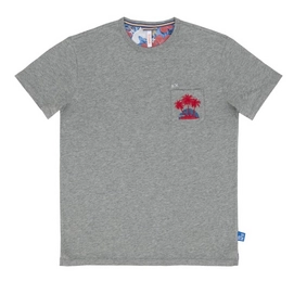T-Shirt Sun68 Men Round Solid Fun Pocket Grigio Medio