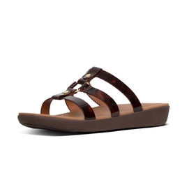 FitFlop Hoopla™ Tortoiseshell Slide Chocolate Brown Turtle