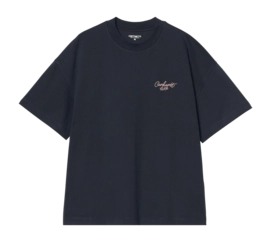 T-Shirt Carhartt WIP Unisex S/S Signature Script Deep Night / Glassy Pink