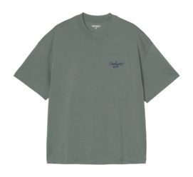 T-Shirt Carhartt WIP Unisex S/S Signature Script Silver Pine / Jupiter
