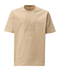 T-Shirt CP Company Men Mercerized 30/2 Jersey Twisted Logo Pistachio Shell