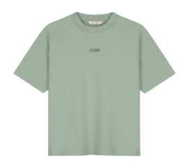 T-Shirt Olaf Hussein Retro Logo Boxy Tee Damen Green Milieu