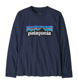 T-Shirt Patagonia Kids L/S P-6 Logo New Navy