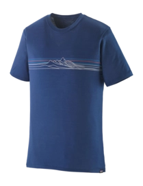 T-Shirt Patagonia Men Cap Cool Merino Blend Graphic Shirt Strata Stripe: Clement Blue