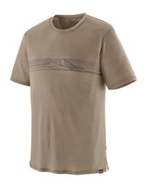 T-Shirt Patagonia Men Cap Cool Merino Blend Graphic Shirt Strata Stripe: Seabird Grey