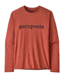 T-Shirt Patagonia Men L/S Cap Cool Daily Graphic Shirt 73 Text Logo: Potters Red X-Dye