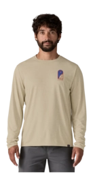 T-Shirt Patagonia Men L/S Cap Cool Daily Graphic Shirt Lands Earlylines: Pumice X-Dye