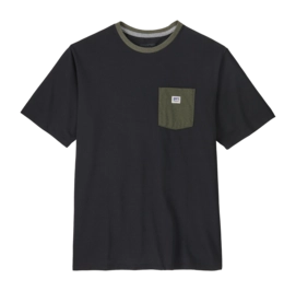 T-Shirt Patagonia Men Shop Sticker Pocket Responsibili-Tee Black w/Basin Green