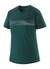 T-Shirt Patagonia Women Cap Cool Merino Blend Graphic Shirt Strata Stripe: Cascade Green