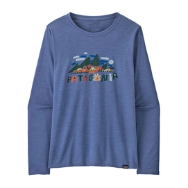 T-Shirt Patagonia Women L/S Cap Cool Daily Graphic Shirt Fitz Roy Foliage: Current Blue X-Dye
