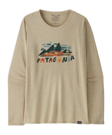 T-Shirt Patagonia Women L/S Cap Cool Daily Graphic Shirt Fitz Roy Foliage: Pumice X-Dye