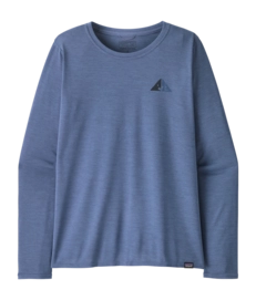 T-Shirt Patagonia Women L/S Cap Cool Daily Graphic Shirt Lands Driftways: Current Blue X-Dye