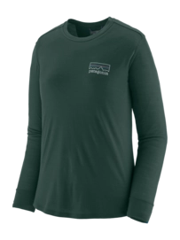 T-Shirt Patagonia Women L/S Cap Cool Merino Blend Graphic Shirt Fitz Roy Strata: Cascade Green
