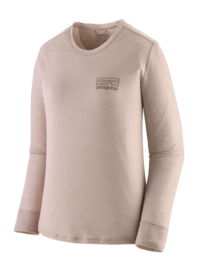 T-Shirt Patagonia Women L/S Cap Cool Merino Blend Graphic Shirt Fitz Roy Strata: Shroom Taupe