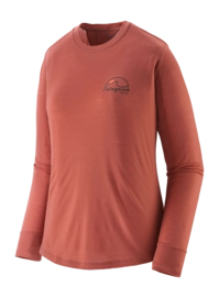 T-Shirt Patagonia Women L/S Cap Cool Merino Blend Graphic Shirt Imagine Moon: Potters Red
