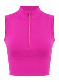 Tanktop House of Gravity Women Turtle Zipper Crop Top Bright Pink Sapphire