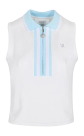 Tanktop Vieux Jeu Women Josephine White/Light Blue Regular Fit