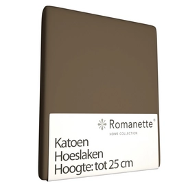 Katoenen Hoeslaken Romanette Taupe-80 x 200 cm