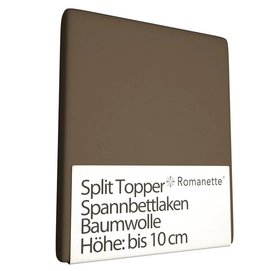 Split Topper Hoeslaken Romanette Taupe (Katoen)-160 x 220 cm