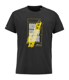 Tennisshirt Babolat Men Exercise Message Tee Black Regular Fit