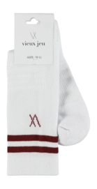 Tennissok Vieux Jeu Unisex Bo Socks White/Burgundy