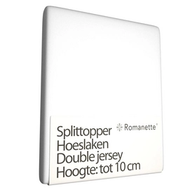 Split Topper Hoeslaken Romanette Wit (Double Jersey)-Lits-Jumeaux (160 x 200/210/220 cm)