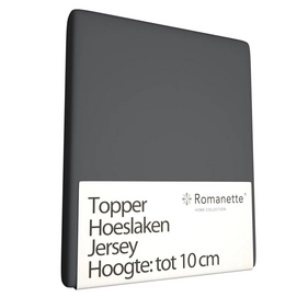 Topper Hoeslaken Romanette Antraciet (Jersey)-1-persoons (80/90 x 200/210/220 cm)
