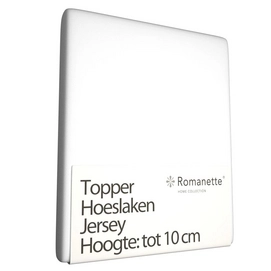Jersey Topper Hoeslaken Romanette Wit-1-persoons (80/90 x 200/210/220 cm)