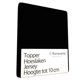 Topper Hoeslaken Romanette Zwart (Jersey)-1-persoons (80/90 x 200/210/220 cm)