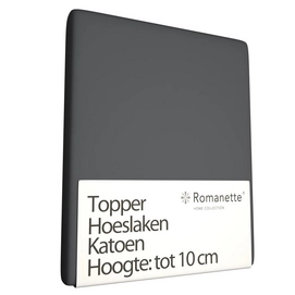 Katoenen Topper Hoeslaken Romanette Antraciet-80 x 200 cm