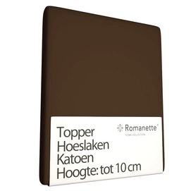 Katoenen Topper Hoeslaken Romanette Bruin-80 x 200 cm