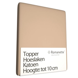 Katoenen Topper Hoeslaken Romanette Camel-80 x 200 cm