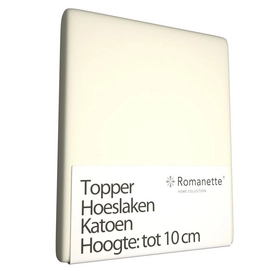 Katoenen Topper Hoeslaken Romanette Ivoor-180 x 210 cm